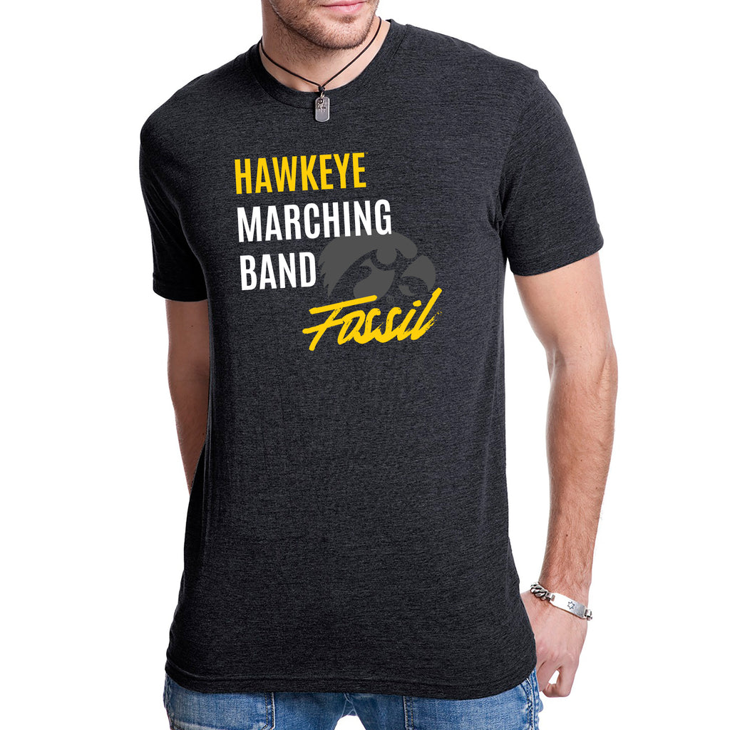 Hawkeye Marching Band Fossil Script TShirt Vintage Black