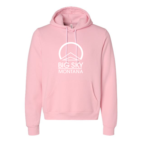 Big Sky Montana White Ink -- Pullover Hooded Sweatshirt Pink