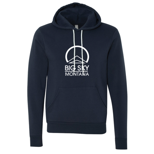 Big Sky Montana White Ink -- Pullover Hooded Sweatshirt Navy