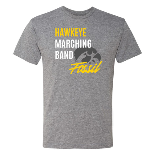 Hawkeye Marching Band Fossil Script T-Shirt - Premium Heather