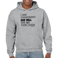 I Am Confident Grey White Fall 23 Hooded Sweatshirt - Sport Grey