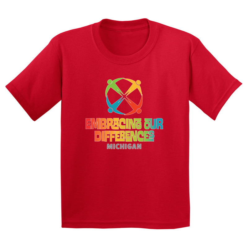 Embracing Our Differences Michigan Youth T-Shirt - Red