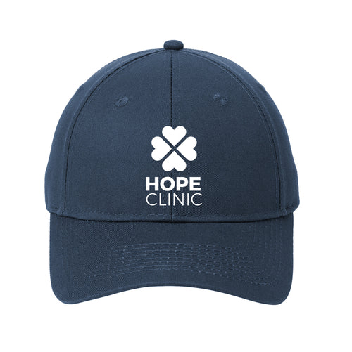 Hope Clinic White Logo 6- panel Twill Hat- Navy