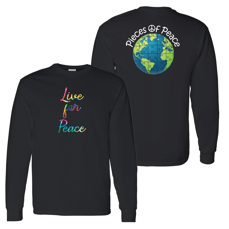 Live For Peace Script Unisex Long-Sleeve T-shirt - Black