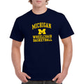 Arch Logo Wheelchair Basketball University of Michigan Basic Cotton Short Sleeve T Shirt - Navy