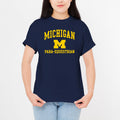 Arch Logo Para-Equestrian University of Michigan Basic Cotton Short Sleeve T Shirt - Navy