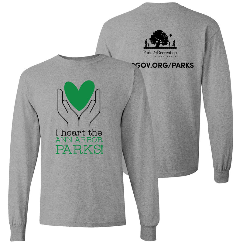 I Heart Ann Arbor Parks Unisex Cotton Long-Sleeve T-Shirt - Sport Grey