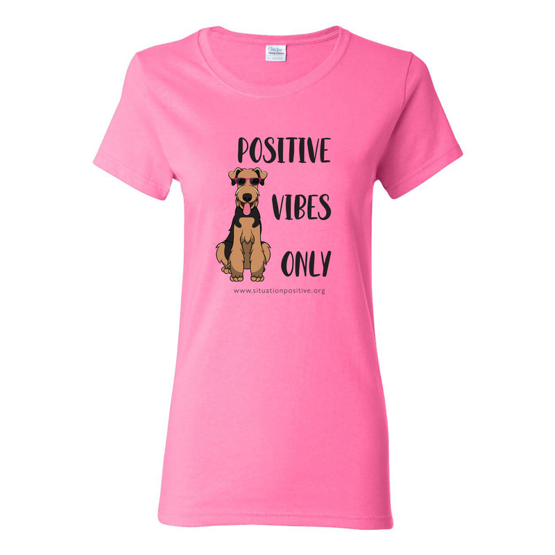 Positive Vibes Only Ladies T-Shirt - Azalea