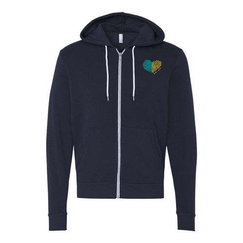 Save A Heart Gear Full Zip Hooded Sweatshirt - Navy