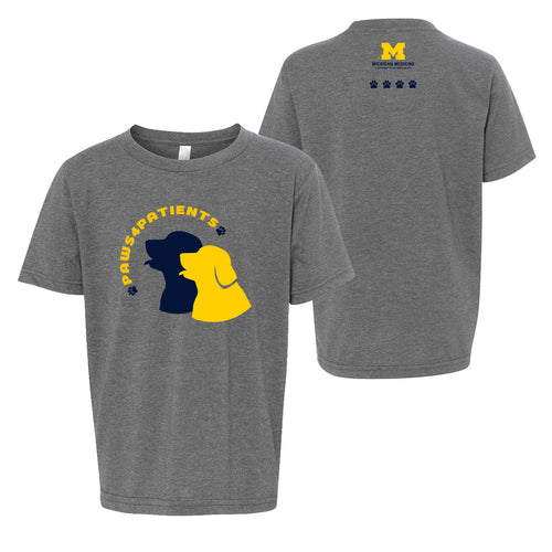 Paws4Patients Large Print Youth T-Shirt - Dark Heather Grey
