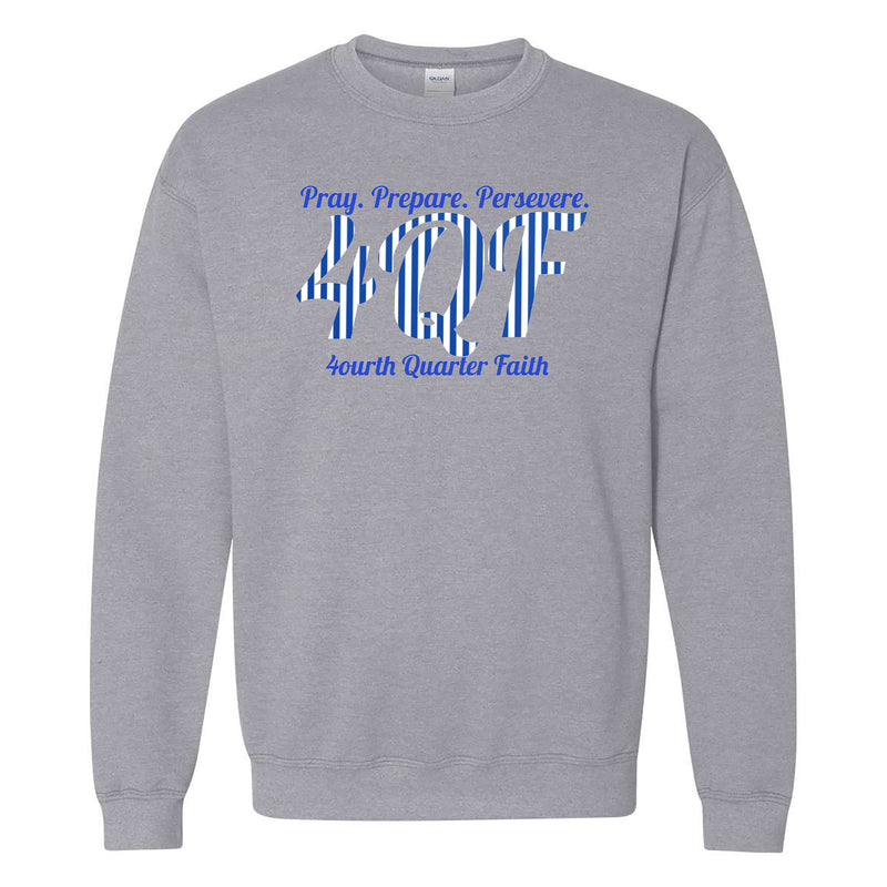 Fourth Quarter Faith Striped Crewneck Sweatshirt - Sport Grey