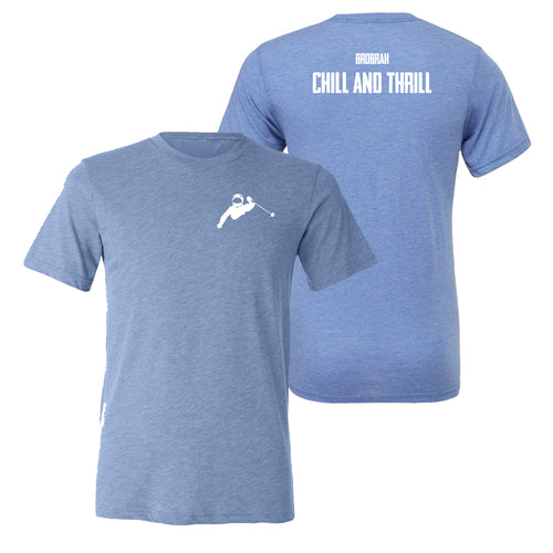 Brobrah Skier Chill and Thrill Triblend T-Shirt- Blue Triblend
