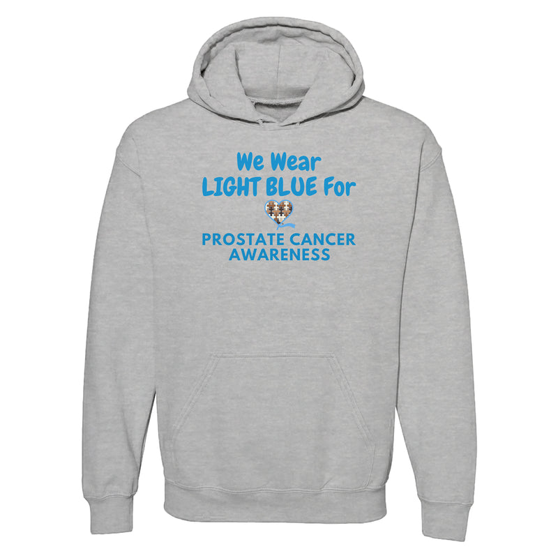 Fourth Quarter Faith We Wear Light Blue Prostate Cancer Awareness Pullover Hooded Sweatshirt- Sport Grey