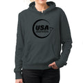 USAWSWS - Circular Black Logo Hooded Pullover - Dark Heather