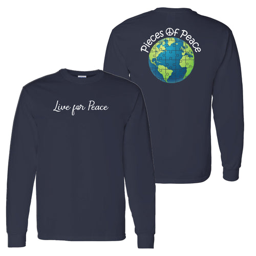 Live For Peace Unisex Long-Sleeve T-shirt - Navy