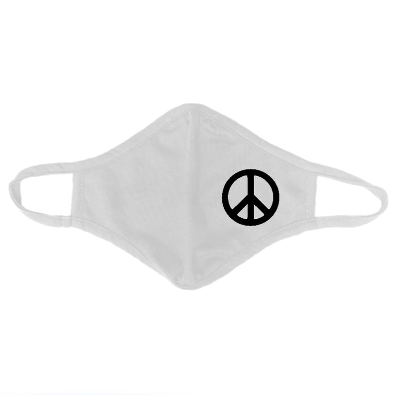 Adult Peace Sign Cloth Face Mask Two Pack - White