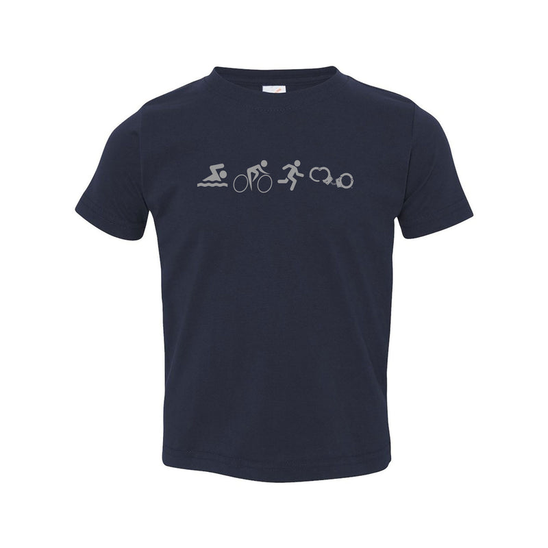 NYPD TRIATHLON TEAM SWIM BIKE RUN CUFF TODDLER TEE - NAVY