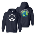 Peace Sign Heavy Cotton Hoodie - Navy