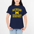 Arch Logo Wheelchair Basketball University of Michigan Basic Cotton Short Sleeve T Shirt - Navy