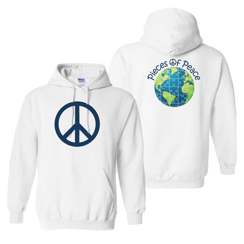Peace Sign Heavy Cotton Hoodie - White