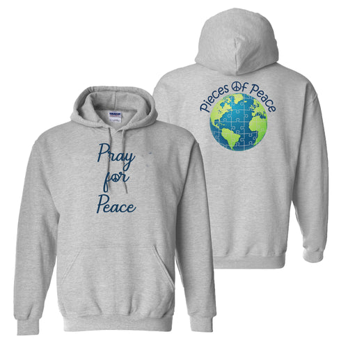 Pray For Peace Heavy Cotton Hoodie - Grey